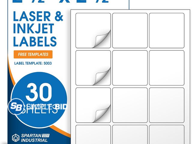 Lot 58-74302 - New 2.5" X 2.5" Matte White Printable Square Labels (30 Sheets, 360 Stickers) | Product Labels, Logo...