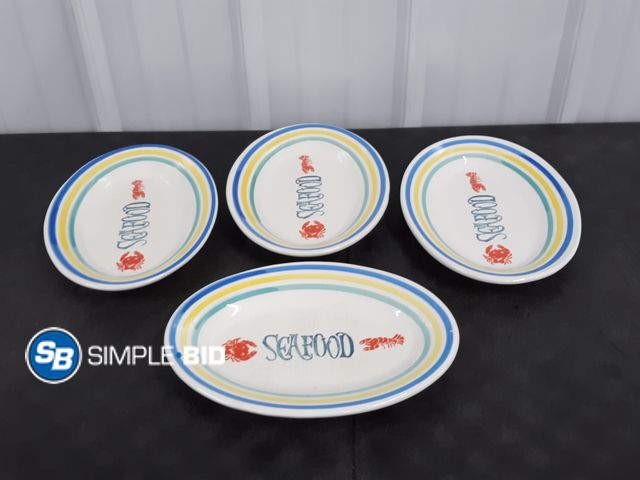 Lot 58-37153 - Set of (4) Oval Seafood Plates