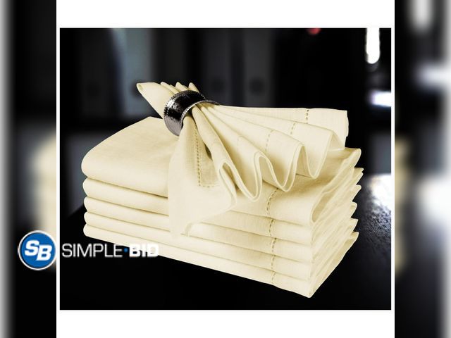 Lot 58-54021 - New  Craft Solitary Air Linen Cotton Cloth Dinner Napkins – Elegant Hemstitched Reusable Table Napki...