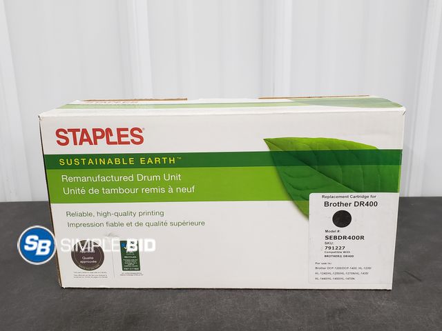 Lot 58-29869 - Staples Replacement Cartridge for Brother DR400 - Black