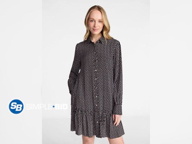Lot 58-71205 - New Time and Tru Women's Ruffle Mini Shirtdress, SIZE L