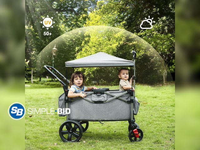 Lot 58-26817 - EVER ADVANCED Foldable Wagons for Two Kids &amp; Cargo, Collapsible Folding Stroller with Adjustable...