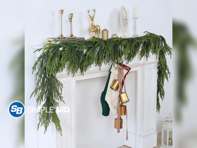 Lot 58-34028 - New 9FT Real Touch Norfolk Pine Garland - Artificial Christmas Garland Green Long Pine Garland for H...