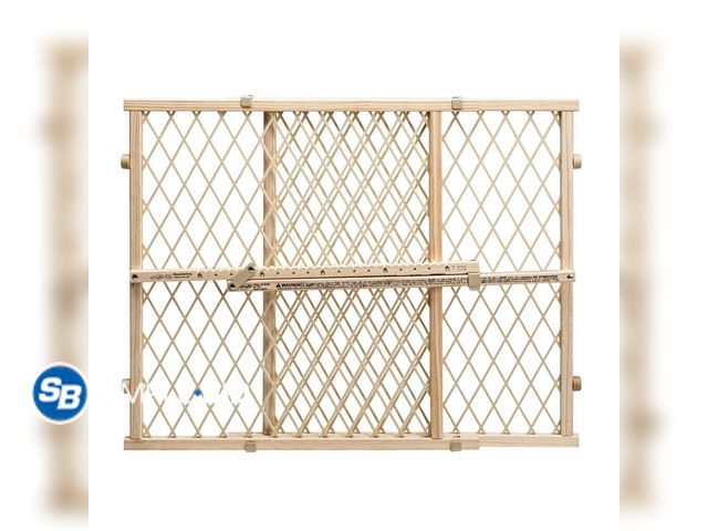 Lot 58-29193 - North States Easy Adjust Diamond Mesh Pet Gate, White, Wood, 26.5" - 42" x 23" - one corner is broke...
