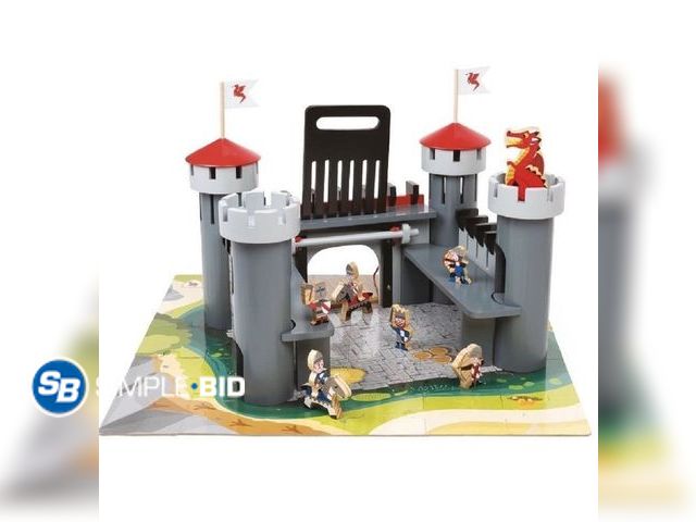 Lot 58-34605 - Alex Wooden Dragon Castle Set, 55 Pieces - appears unused - damaged box