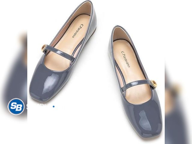 Lot 58-39399 - New C. Paravano Mary Jane Shoes/Flats, Square Toe -Grey - Size EU 36