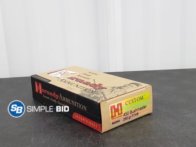 Lot 58-40640 - Hornady Ammunition - 20 Cartridges 450 Bushmaster 250 GR FTX