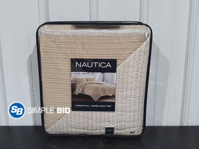 Lot 58-34878 - Nautica 3 piece FULL/QUEEN quilt set - appears unused