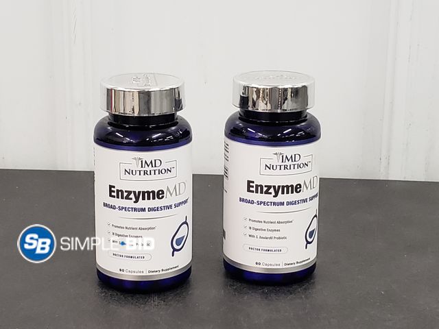 Lot 58-67831 - Lot of (2) Bottles IMD Nutrition EnzymeMD Digestive Enzymes Capsule Supplement, Appear Open/Full Bot...