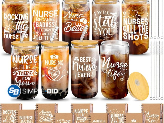 Lot 58-83194 - New Gilprop 27 Pcs Graduation Nurse Gifts Bulk Nursing Appreciation  16oz Coffee mugs with straws an...