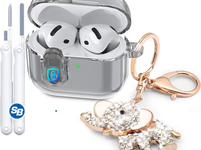 Lot 58-38942 - New MOFREE Clear Case for AirPods 4 with Cleaner Kit &amp; Elephant Keychain - Soft TPU Transparent ...