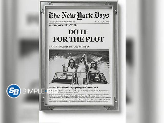 Lot 58-74240 - New Vintage Attitude Newspaper Print - Black and White Framed Wall Art Poster - Modern Aluminum Fram...
