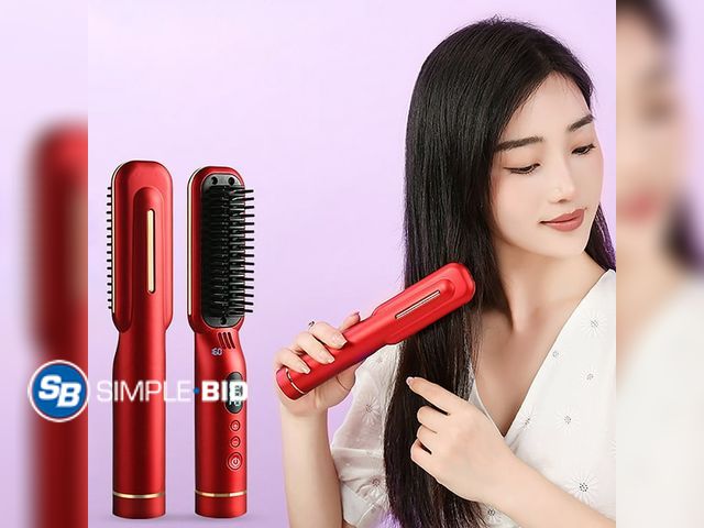 Lot 58-36965 - New  Hair Straightener Brush, Upgraded Portable Hair Straightener Brush for Women with Travel Size, ...