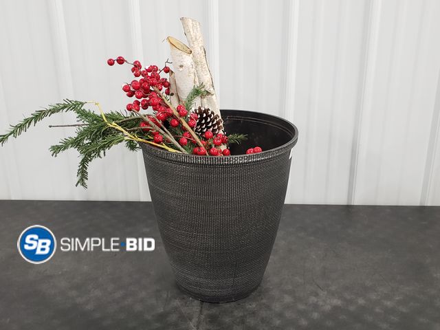 Lot 58-50389 - Outdoor Planter filled with white Birch Berries, and stems for Decor