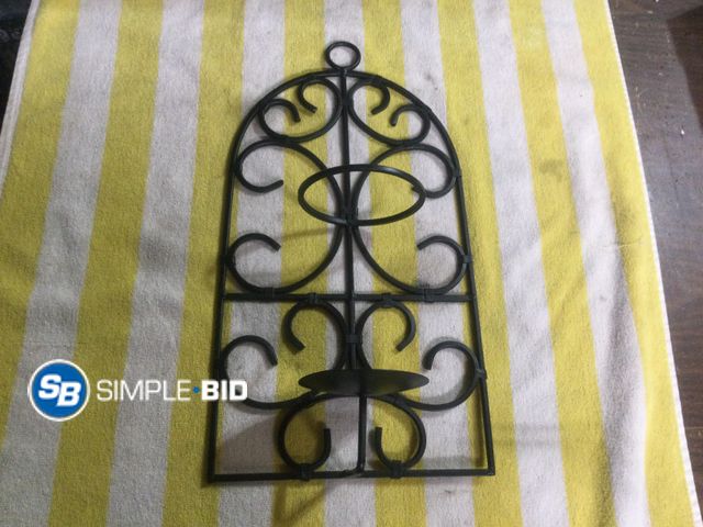 Lot 58-59598 - Black Metal Hanging Wall Candle Holder