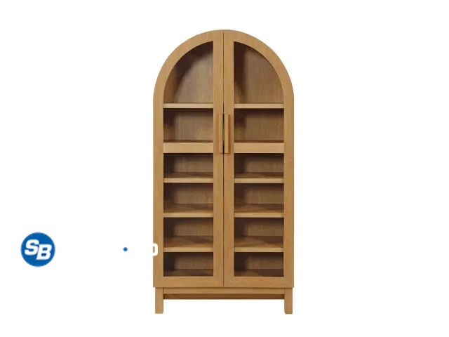 Lot 58-59552 - Better Homes &amp; Gardens Juliet Arch Accent Cabinet, Light Honey Finish - New in Boxes