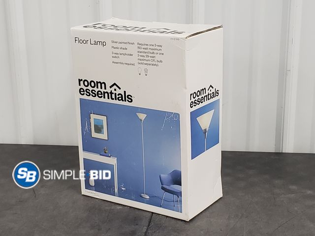 Lot 58-75754 - Room Essentials 71" Floor Lamp - Plastic Shade, Silver Finish
