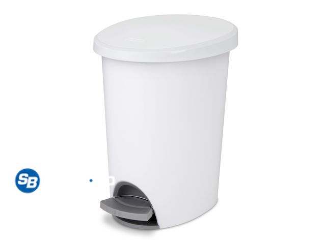Lot 58-36273 - New Sterilite 2.6 Gallon Ultra™ StepOn Wastebasket, Small Plastic Trash Can, Step On to Open, White