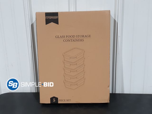 Lot 58-28779 - Vtopmart 5 Piece Set Glass Food Storage Containers
