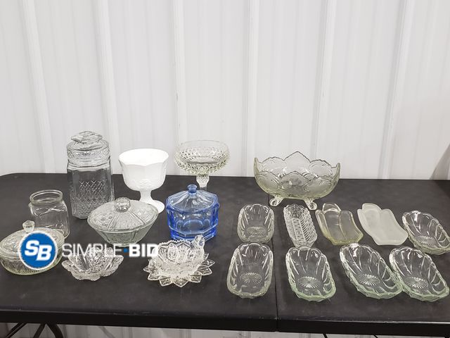 Lot 58-67530 - Large Lot of Glassware- Serving Dishes, Candy Dishes, and More! - Appear to be Vintage