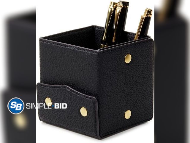Lot 58-17686 - Vintage Pencil Holders,Pen Cup Microfiber Leather Pencil Cup, Synthetic Leather Pen Pots-Lychee Blac...