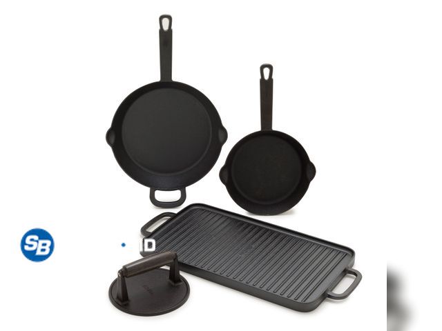 Lot 58-65317 - New Bobby Flay by GreenPan – 4-Piece Pre-Seasoned Cast Iron Skillet Cookware Set, Black