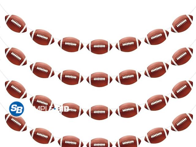 Lot 58-33068 - Lot of (26) New Football Decor Party Banner Decoration Pre-Strung Hanging Garland Decor Paper Cutout...