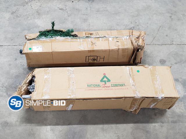 Lot 58-59652 - Lot of (2) CHRISTMAS trees -- approx. 7ft - (1) Silver - used condition