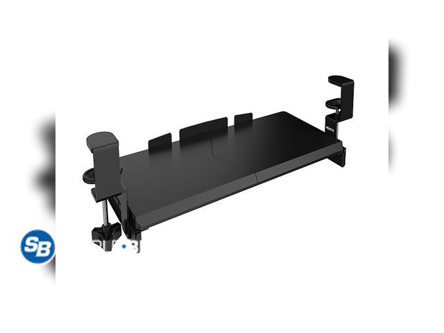 Lot 58-84661 - New  Adjustable 24"W Clamp-On Keyboard and Mouse Tray, Black Model#KB03-650P