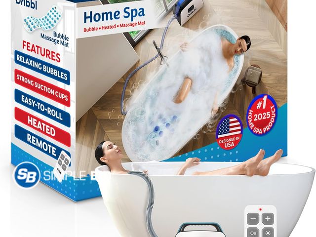 Lot 58-58890 - Electric Bubble Massage Bathtub Mat – Non-Slip Full-Body Waterproof Hot Tub Spa Mat for Bath with He...