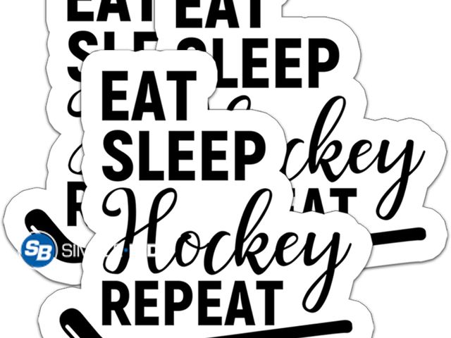 Lot 58-50300 - New (3Pcs) Eat Sleep Hockey Repeat Sticker Funny Hockey Stickers Hockey Gift Hockey Accessories Hock...