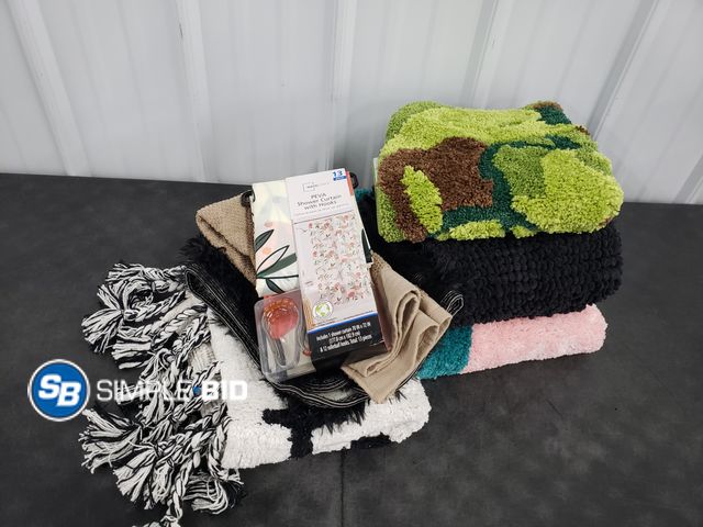 Lot 58-59338 - Lot of BATH accessories including Bath mats, Shower Curtains and more - unused