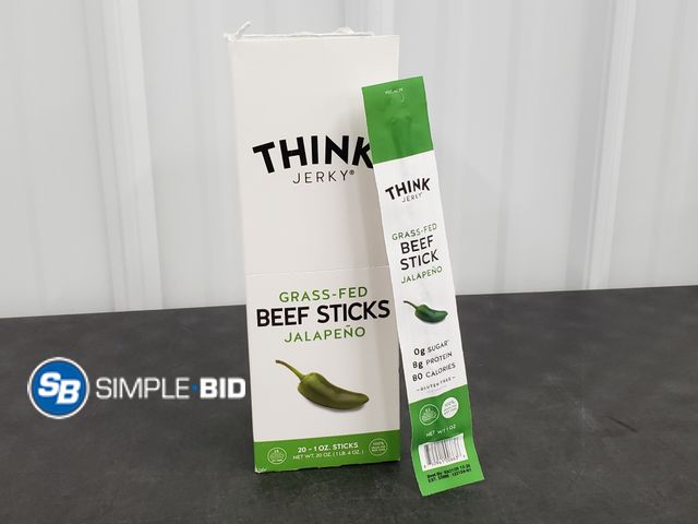 Lot 58-36673 - THINK! Grass-fed BEEF sticks Jalapeno - 11 individully packaged - unopened - best by 3/26