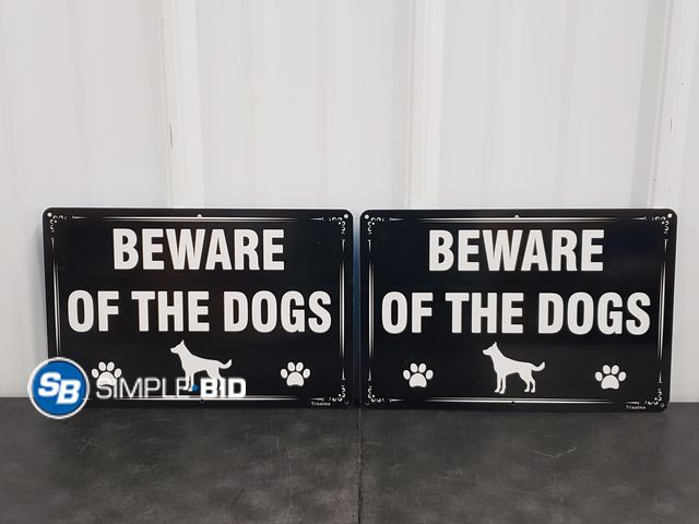 Lot 58-68379 - Lot of (2) New BEWARE of the DOGS signs - approx 12" x 8"