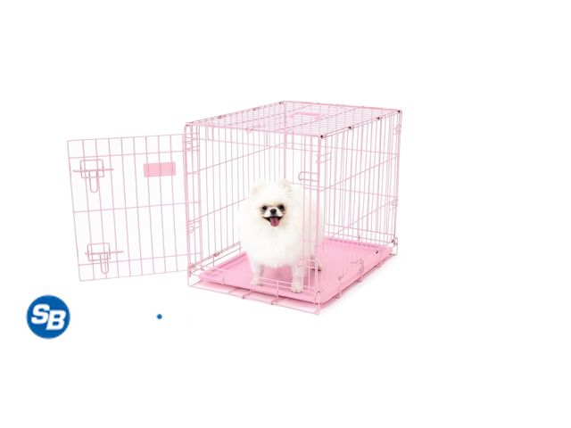 Lot 58-51524 - New Carlson Pet Products Pink Secure and Foldable Single Door Metal Dog Crate for Small Breeds with ...