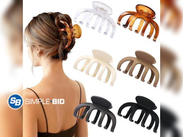 Lot 58-53870 - New Set of (4) Hair Clips for Women 3.5 Inch Medium Hair Claw Clips for Girls Thin Thick Hair Matte ...