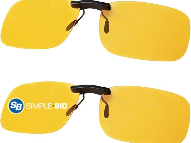 Lot 58-73424 - New Night Driving Glasses Clip On Night Vision Glasses HD Polarized Yellow Lens Compact Fit Non-Flip...