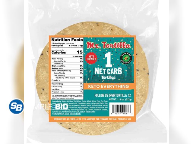 Lot 58-72560 - Lot of (6) Mr. Tortilla Low Carb Keto Soft Taco Shells, Vegan Healthy Snacks &amp; Bread Alternative...
