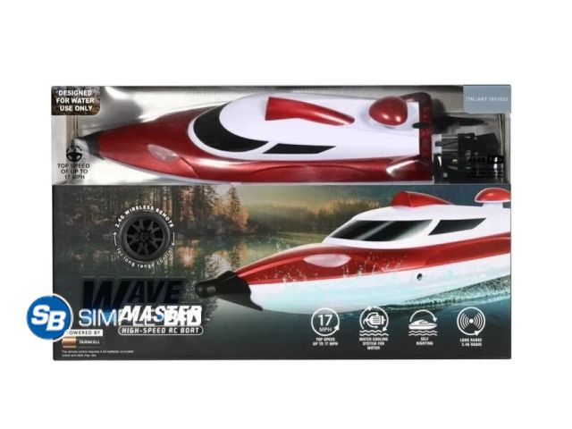 Lot 58-70819 - Wave Master RC Boat Red High Speed 17 MPH 2.4g Wireless Remote Fog Lights - appears unused