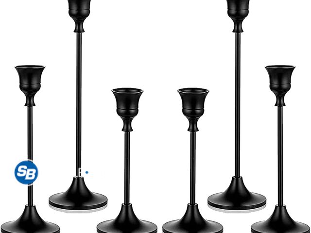 Lot 58-74106 - New Candlestick Holder Matte Black Candle Holder Set of 3 Decorative Candle Holder for Taper Candle ...