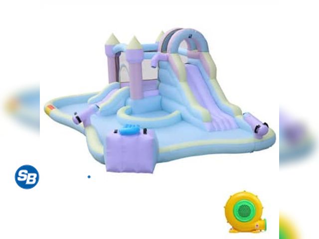 Lot 58-85055 - Inflatable Bounce House With Double Water Slide And Air-Blower (Stock may not Be Exact) - Does not c...