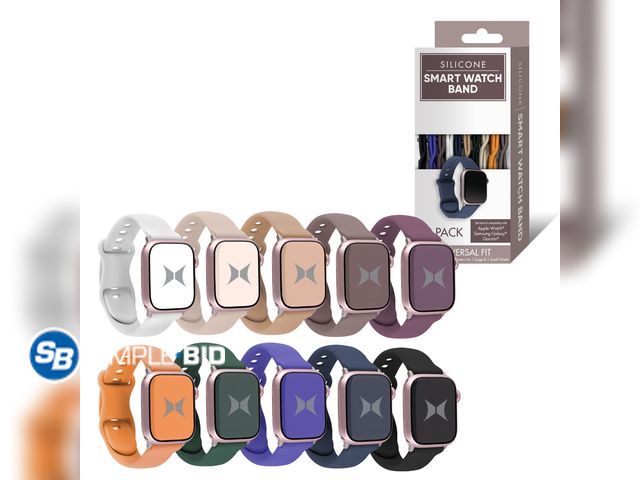 Lot 58-54745 - New Xtreme 10-Pack Universal Silicone Smart Watch Bands - Adjustable Waterproof Straps for Apple, Sa...