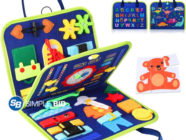 Lot 58-36986 - New Busy Board for 1 Year Old, Montessori Sensory Toys for Toddlers 1-3, Fine Motor Learning Activit...