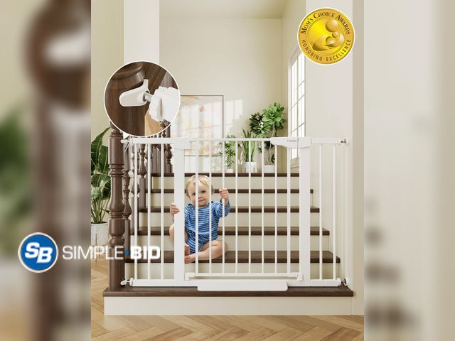 Lot 58-75923 - New Cumbor 30-46" Baby Gate for Stairs, Auto Close Dog Gate for Doorways White