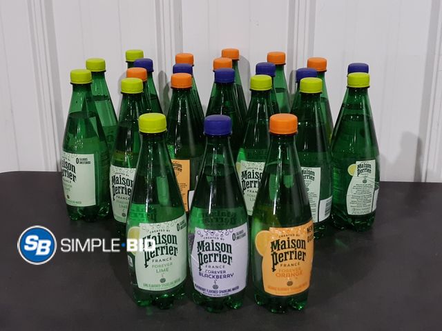 Lot 58-35638 - Lot of (23) Maison Perrier Flavored Sparkling water -- Forever Orange -- Forever LIME -- Forever BLA...