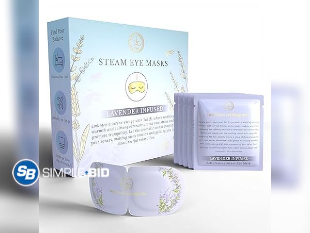 Lot 58-60290 - New Steam Eye Mask 5-Pack | Disposable Self-Heating Eye Mask for Puffy Eyes, Stress Relief, and Rela...
