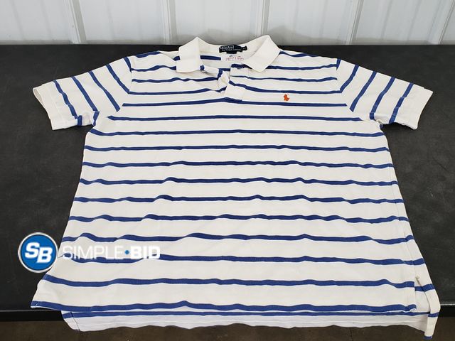 Lot 58-71991 - Polo By Ralph Lauren Polo Blue and White Stripes - Size XL - Light Use