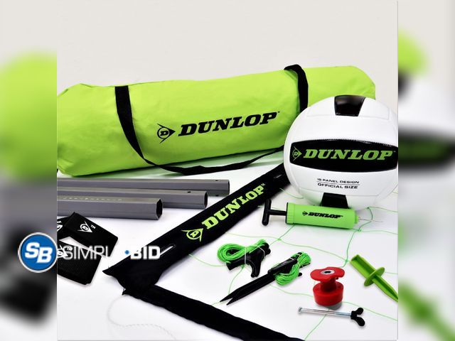 Lot 58-71471 - Dunlop Quick Setup Competitive Outdoor Volleyball Set, Green/Black - appears unused