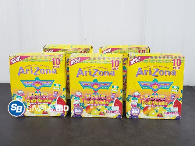 Lot 58-67737 - Lot of (5) AriZona Lemonade Sours Fruit Snacks, 0.9 oz, 10 count in each box - unopened - expired