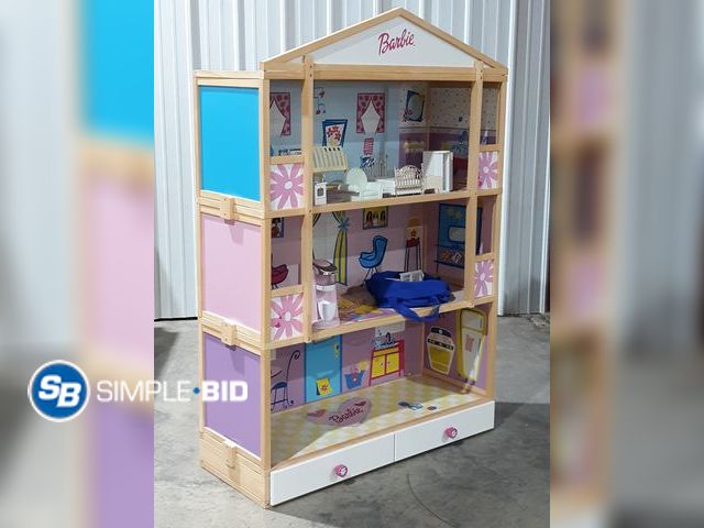 Lot 58-28780 - Barbie Doll House - Large - 39 x 15 x 57"T with Storage drawers and Accessories